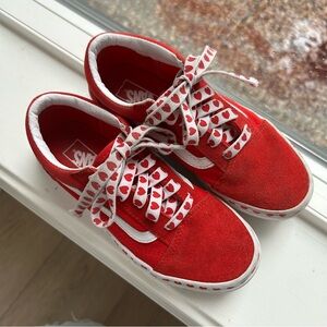 Vans girls red suede heart shoes sz 3 kids